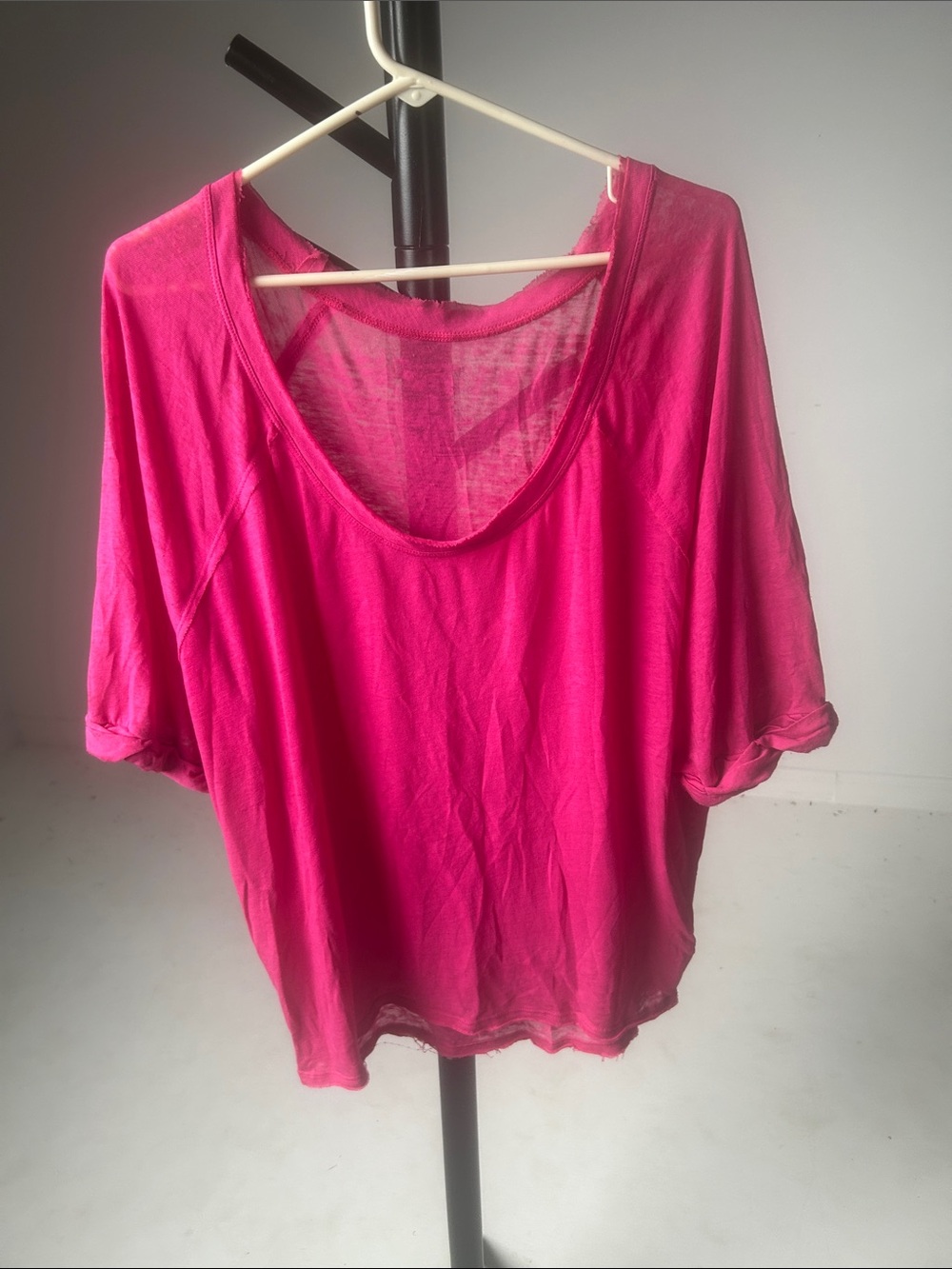 We The Free Hot Pink Scoop Neck Short Sleeve Tee
